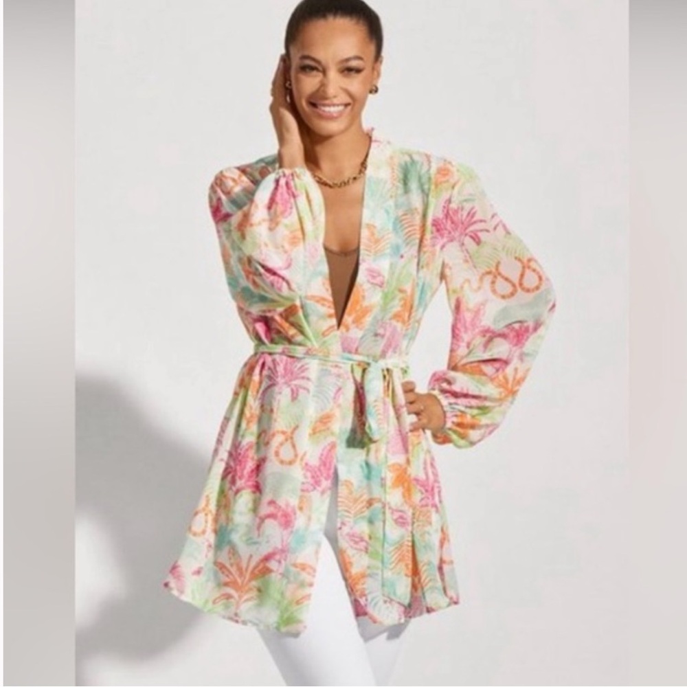 🆕 CAbi Sunset Kimono Tropical Jungle - S